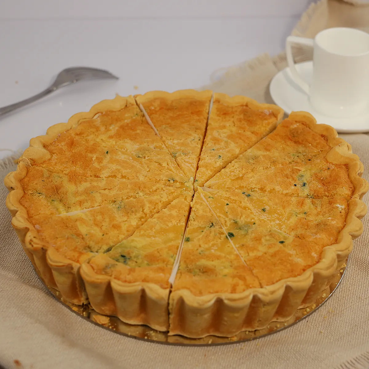 Spinach Fetta Quiche - Cut
