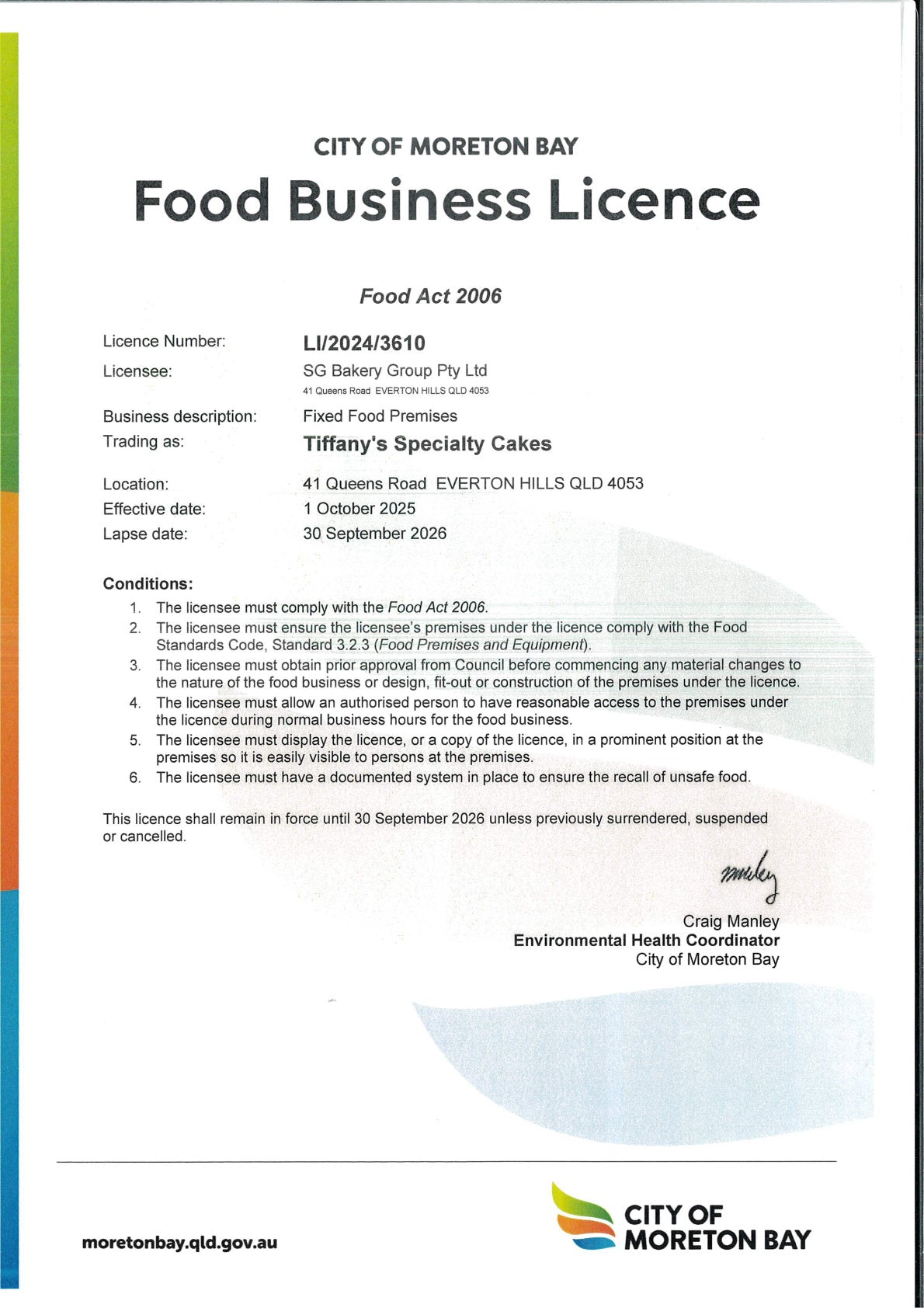 Food Licence certificate